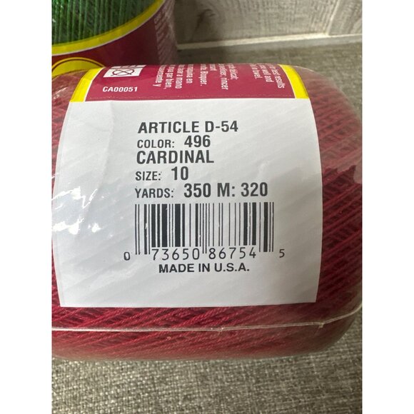 South Maid 100% Mercerized Cotton Crochet Thread Sz 10 Red & Green 350 Yards x2 - Picture 6 of 10